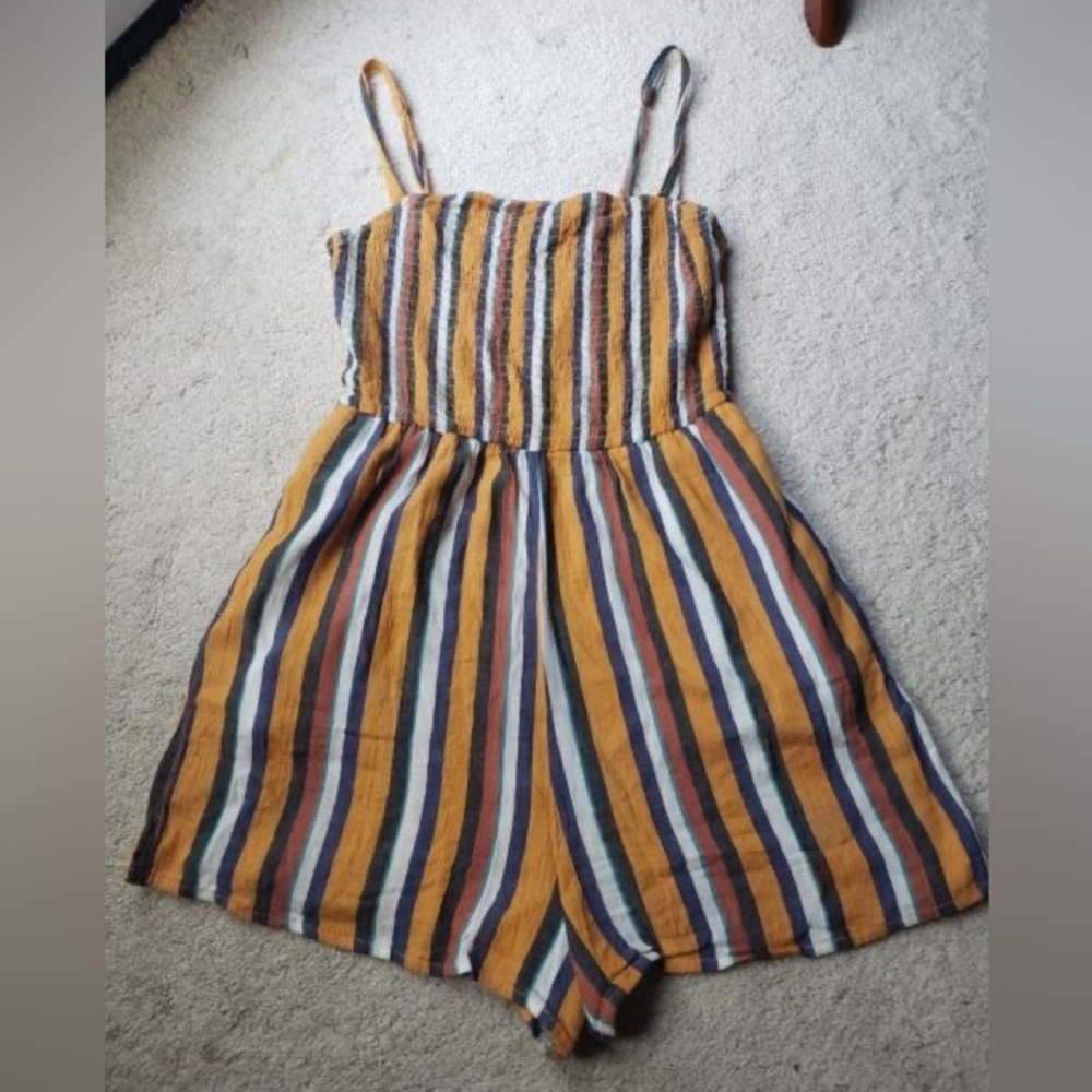 Orange Striped Romper Size Small